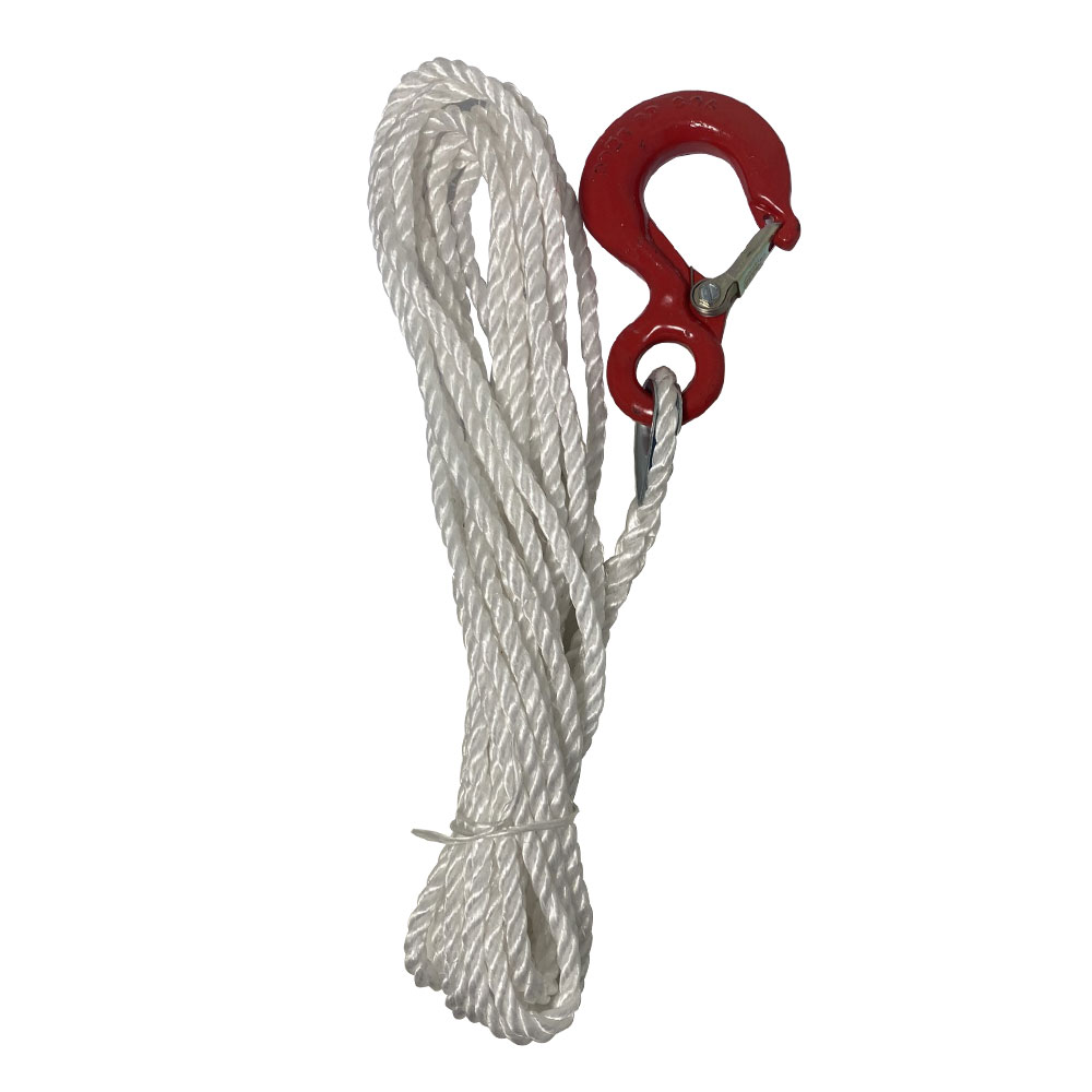 Corde nylon et crochet de treuil Ø8mm - 8m